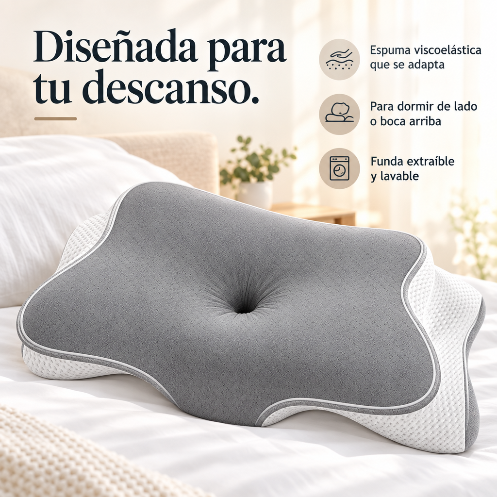 Almohada viscoelástica Nuvalma con funda extraíble y lavable