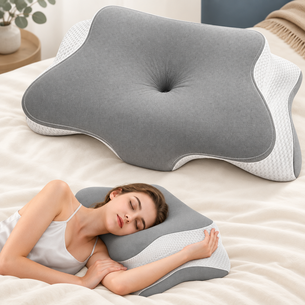 Imagen cuadrada hiperrealista de la almohada cervical Nuvalma